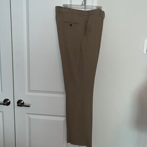 Nautica poly blend Dress Beige taupe Tan flat Front work dress Pants 36 x 34